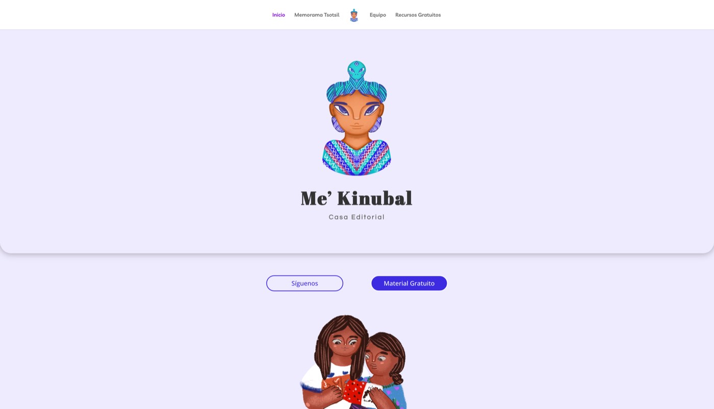 Captura del sitio Me' K'inubal — Casa Editorial