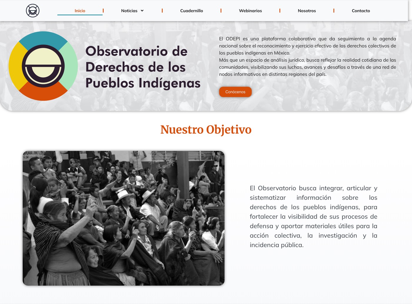 Captura del sitio ODEPI — Observatorio de Derechos de los Pueblos Indígenas