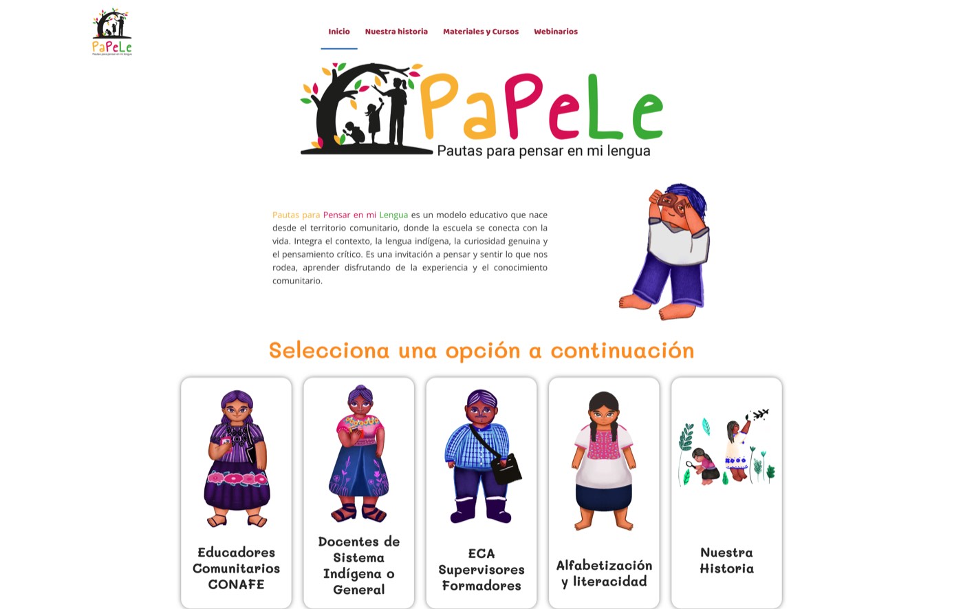 Captura del sitio PaPeLe — Pautas para Pensar en mi Lengua